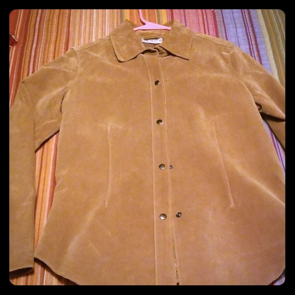 Kim Rogers Small Snap front Tan Suede Jacket